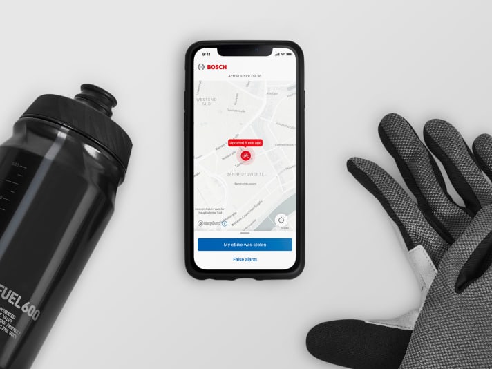 De Bosch-app, in combinatie met de Connect-module, kan worden gebruikt om op elk gewenst moment de locatie van de fiets weer te geven.
