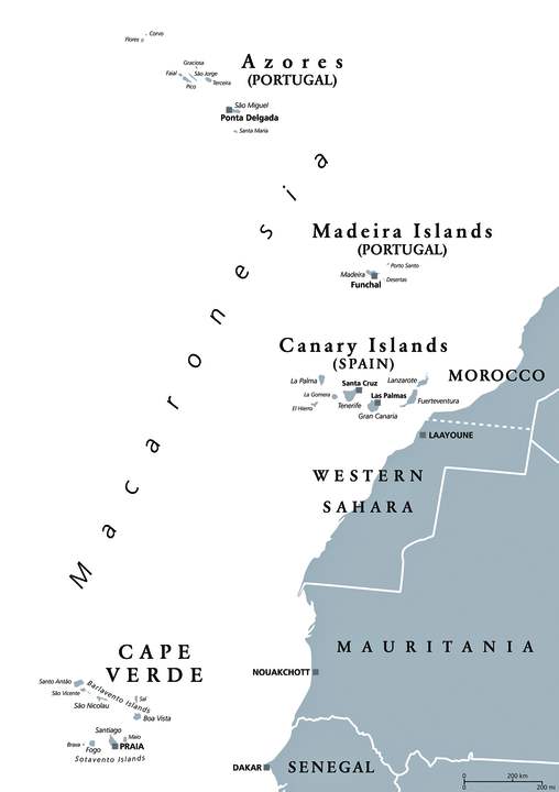 Om je een globaal idee te geven van de Atlantische eilanden: er ligt 1700 kilometer tussen de Canarische Eilanden en Kaapverdië.